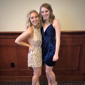 Petite size small sequin dress with open back